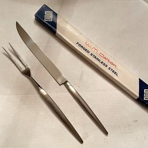 Vintage WM Dalton MCM Windrim forged stainless steel carving knife and fork